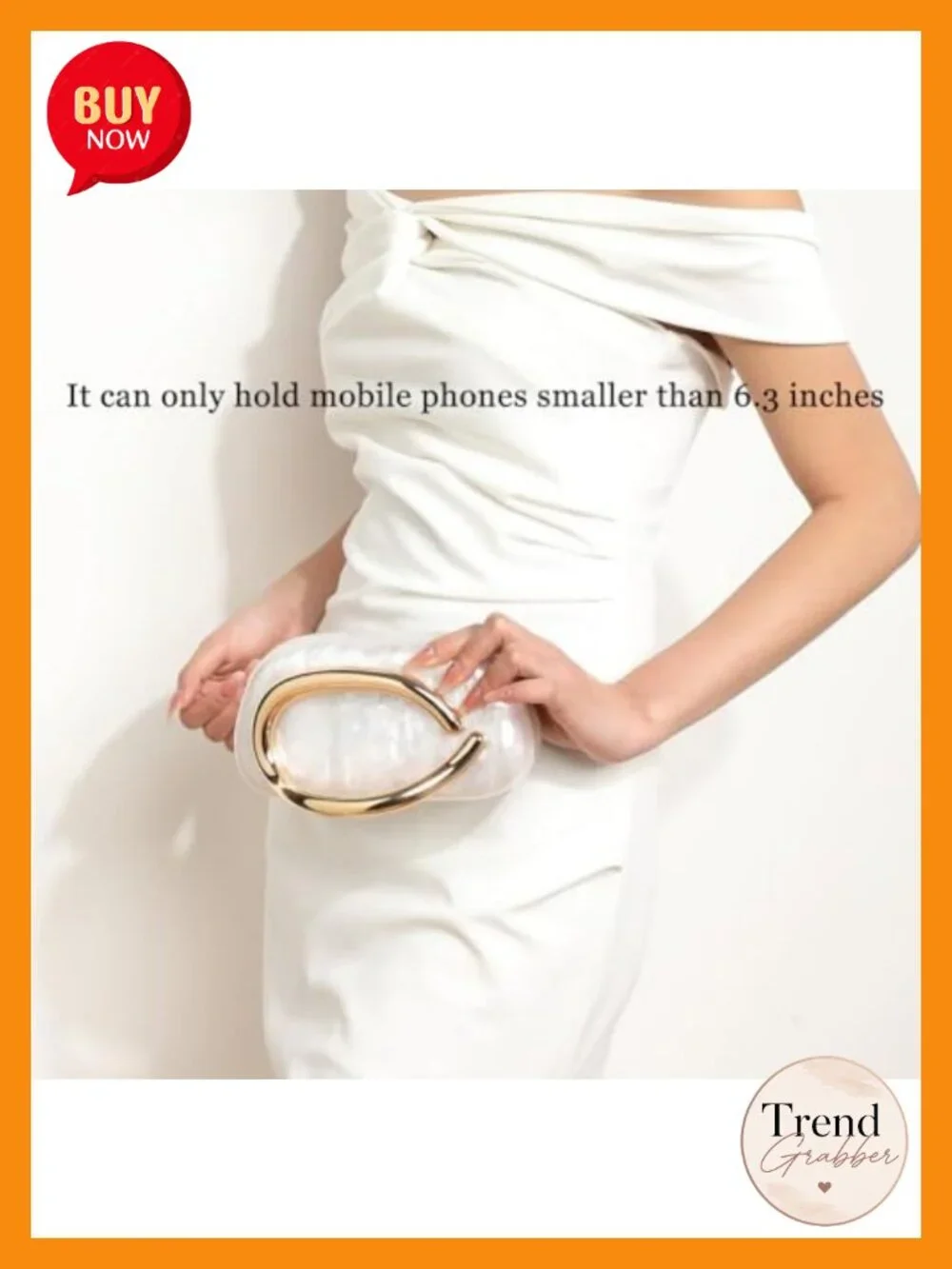 Acrylic Clutch Purse Round Evening Bag Metal Handlebar Wedding Party